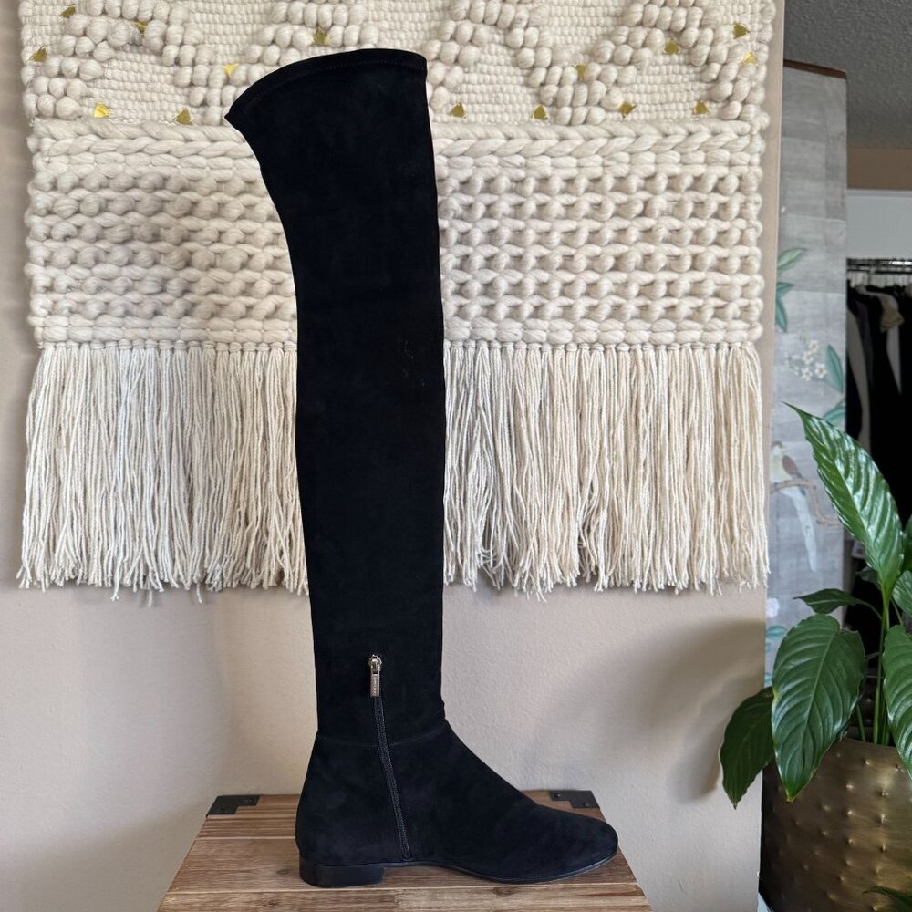 jimmy Choo Myren Black Stretch Suede Flat Over the Knee Boots Size 42/US Size 12 - Picture 7 of 16